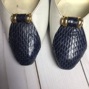 Lanvin snakeskin & leather white pumps